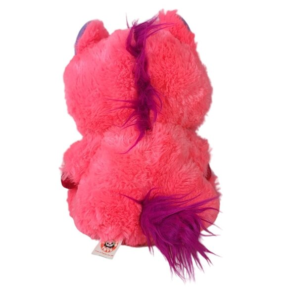 2/$15 Peek A Boo Valentine Unicorn Plush Pink 10.5" Silver Purple Mane Hearts - Picture 4 of 9